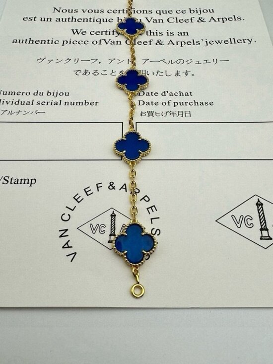 Van Cleef & Arpels Alhambra Bracelet • Gold Blue Agate - Picture 10 of 11